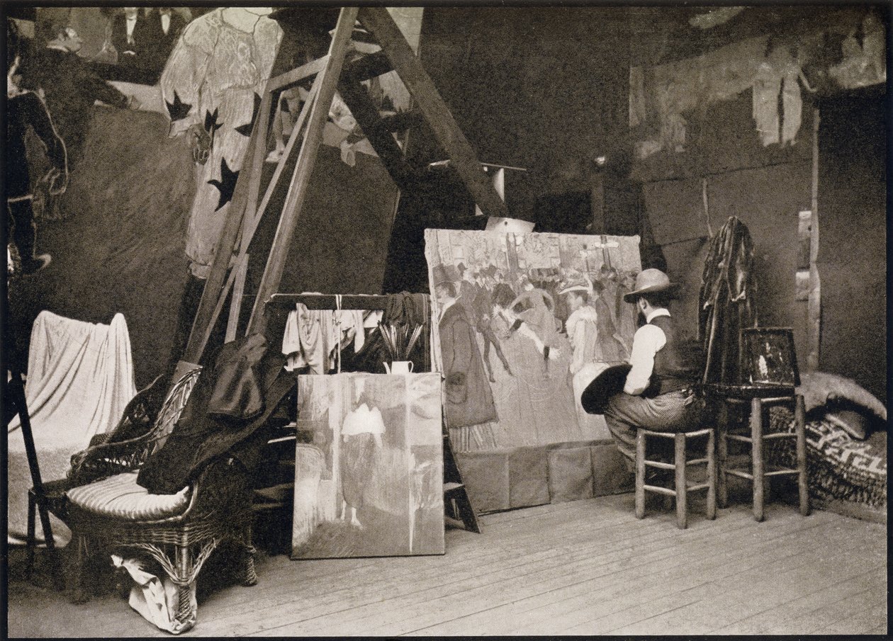 Toulouse-Lautrec a Rue Caulaincourt-i stúdiójában, Gerstle Mack „Toulouse-Lautrec” című művéből, 1938. alkotó: French Photographer
