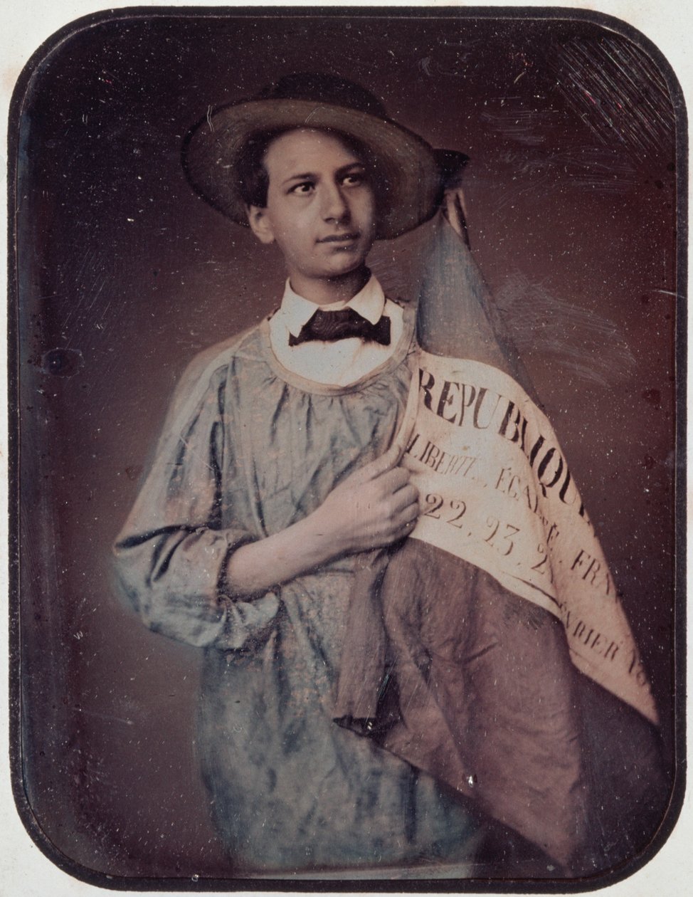 Fiatal férfi zászlóval, 1848 (dagerrotípia) alkotó: French Photographer