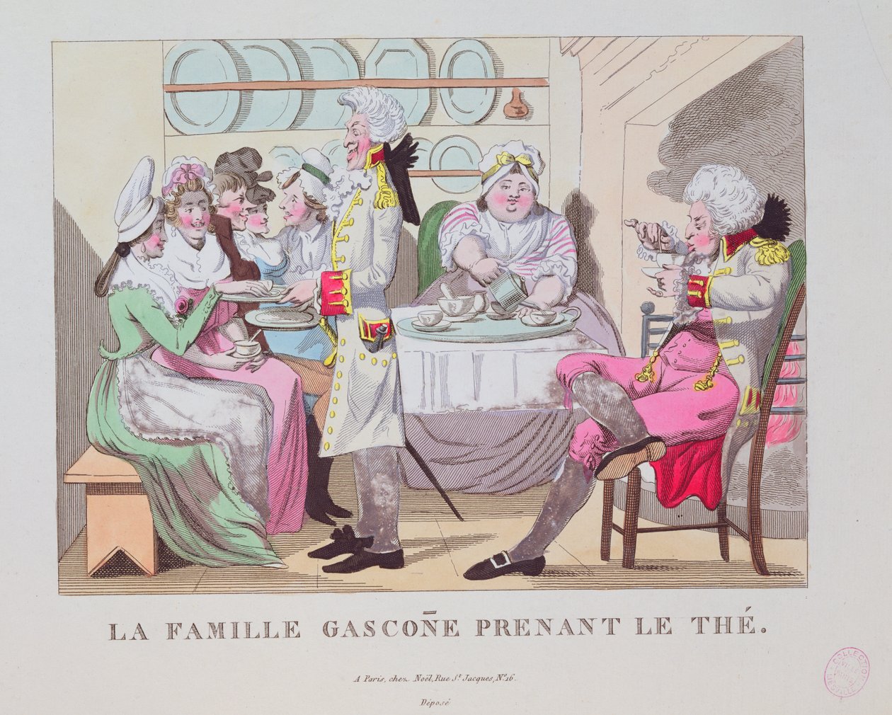 Egy család Gascogne-ból teát iszik, 1815 alkotó: French School