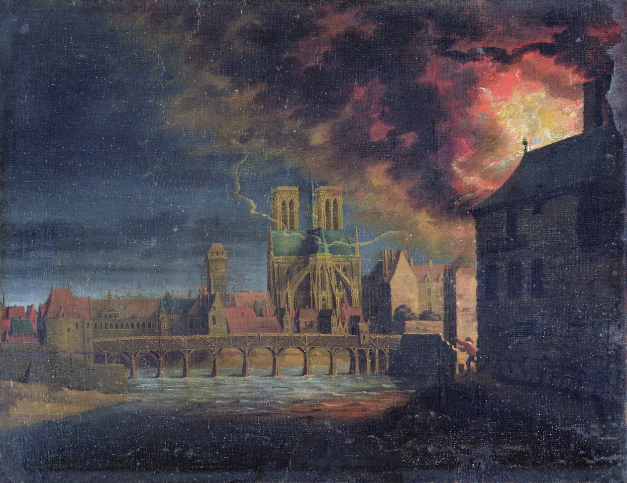 Tűzvész a Saint-Louis szigeten, 1635 körül alkotó: French School