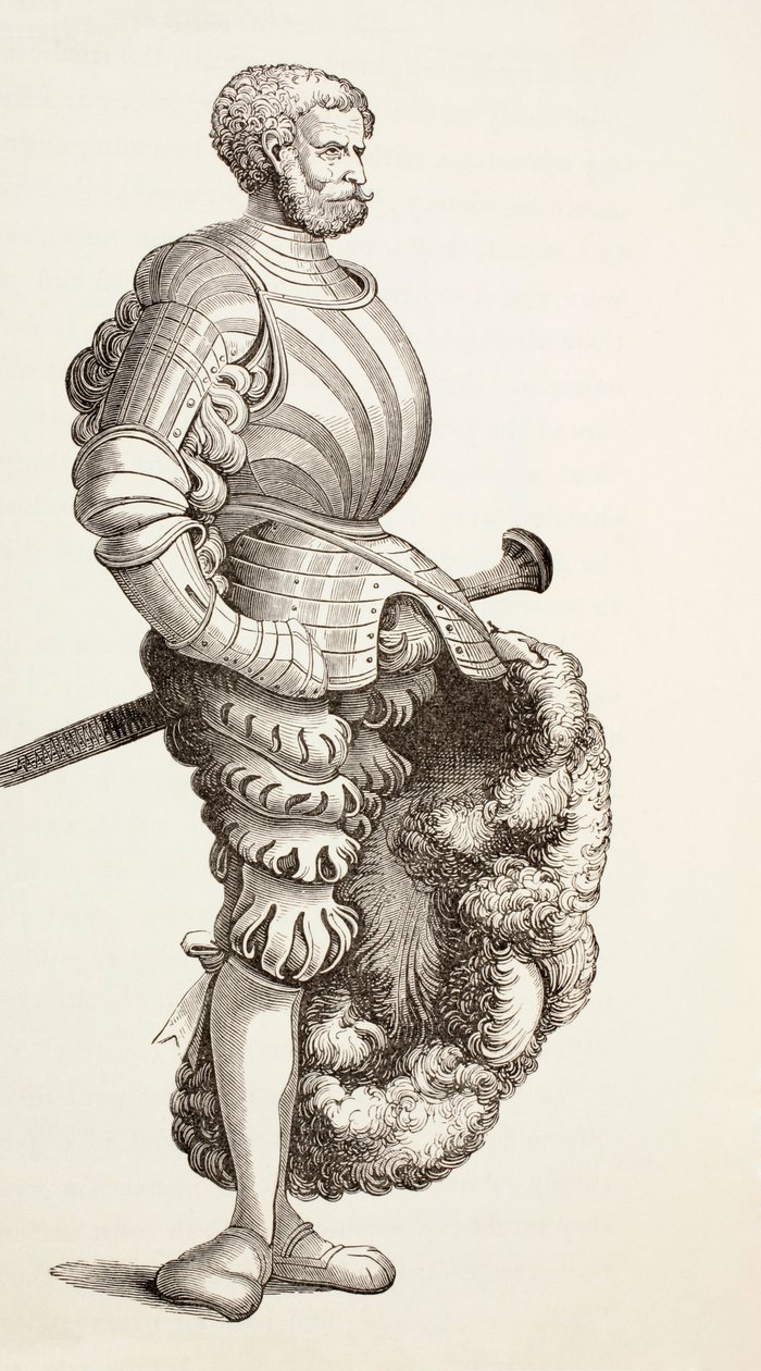 Egy német lovag, Paul Lacroix „Katonai és vallási élet a középkorban” című művéből, London 1880 körül. alkotó: French School