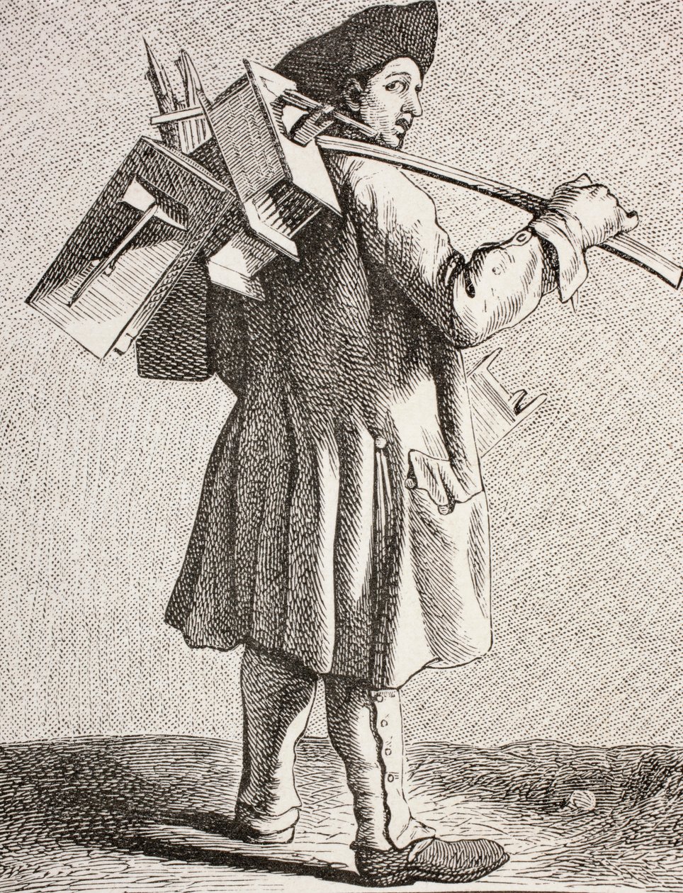 Egy patkányfogó csapdáival a 18. századi Párizsban, 1875 alkotó: French School
