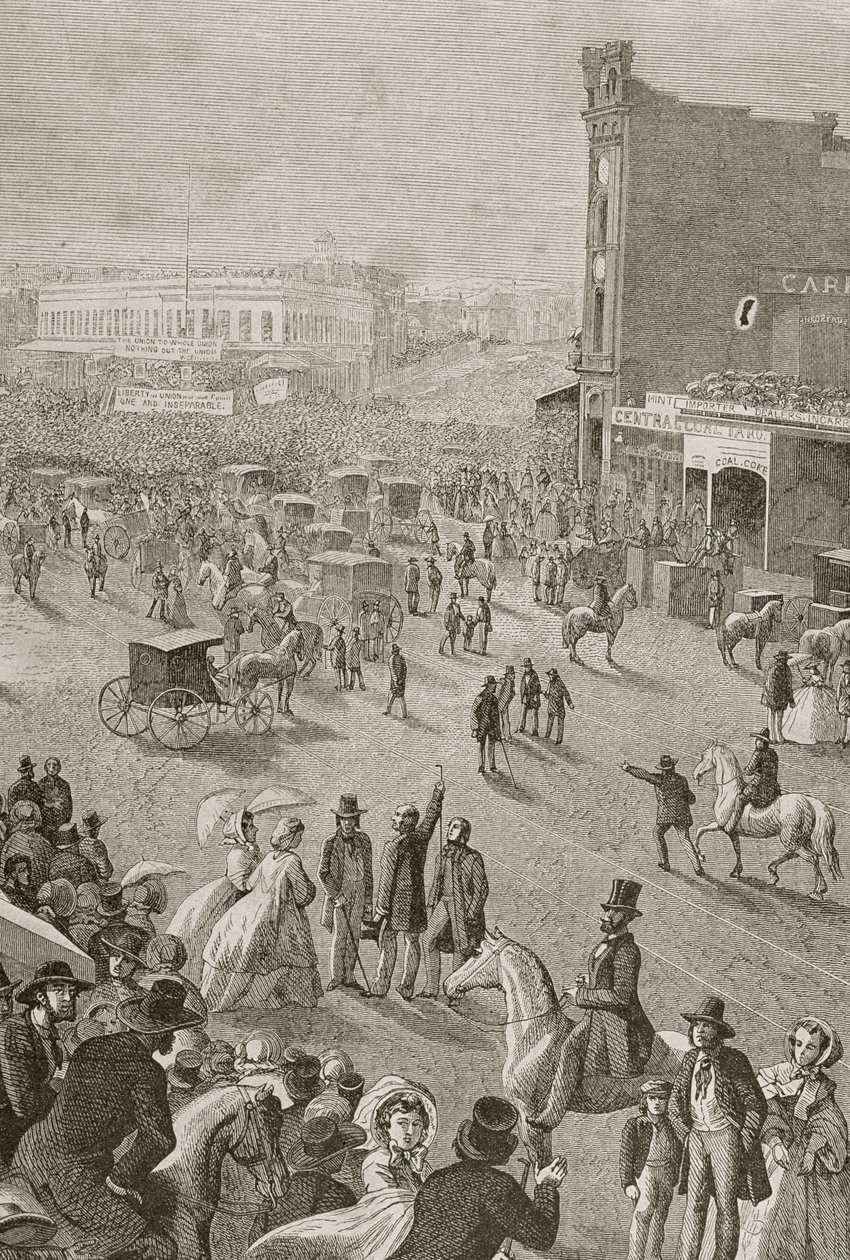 Utcai találkozó az 1850-es években, San Francisco, a 