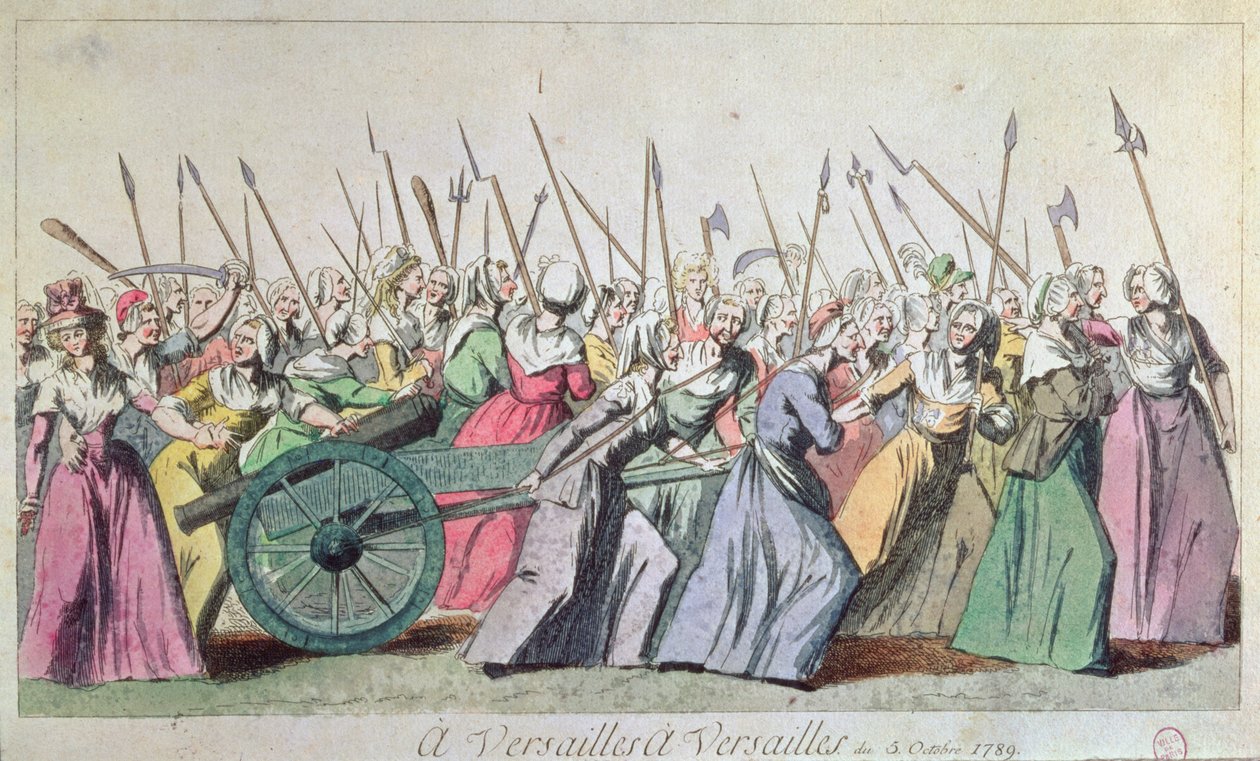 „A Versailles, A Versailles” A nők menete Versailles-ban, Párizs, 1789. október 5. (lásd: 127501 és 154733) alkotó: French School