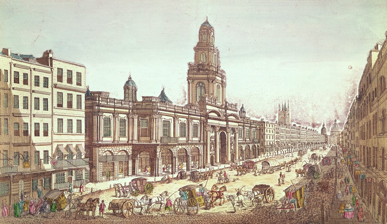 Kilátás a királyi tőzsdére, Moithey metszet, 1754 körül alkotó: French School