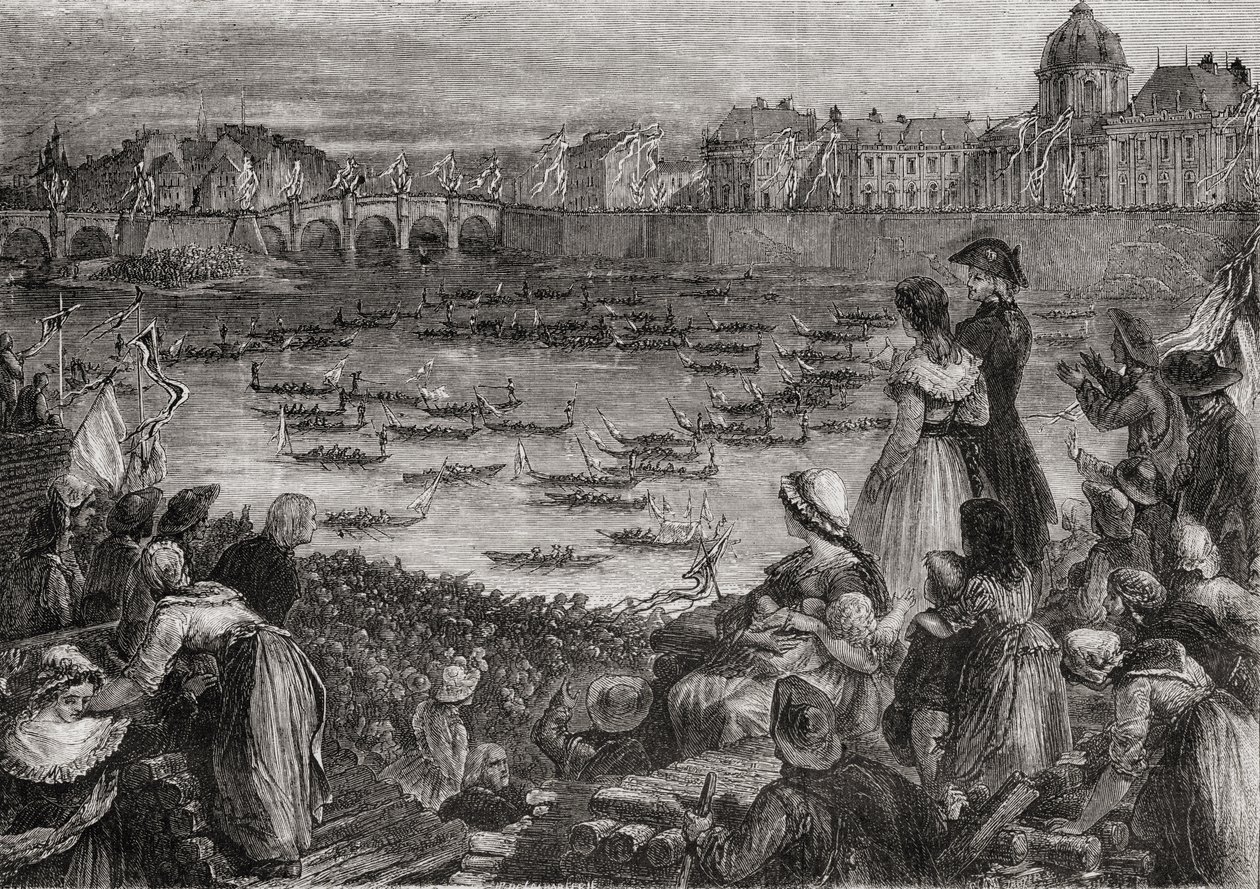 Verseny a vízen a Champs de Mars-on, Párizsban alkotó: French School