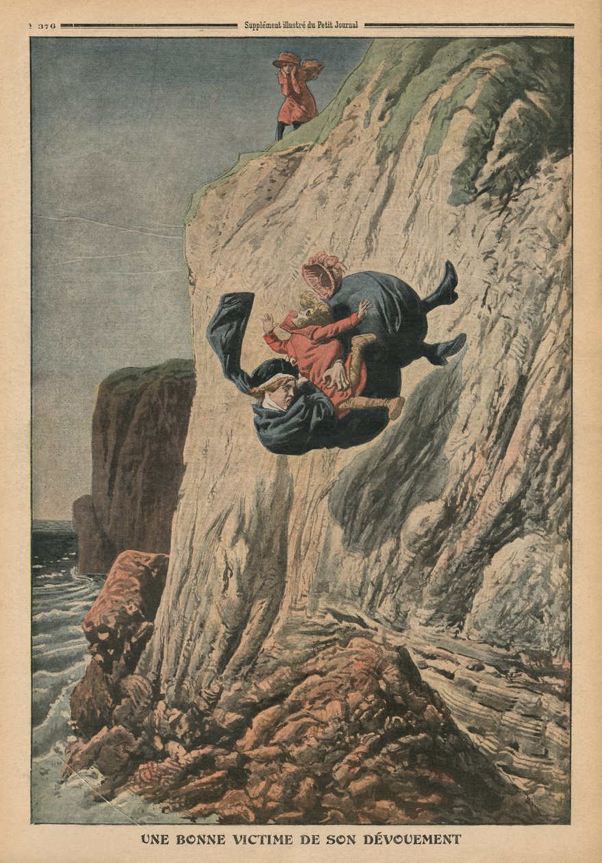 Odaadása dajka áldozata, illusztráció a „Le Petit Journal”-ból, mellékelt illusztráció, 1910. november 20. alkotó: French School