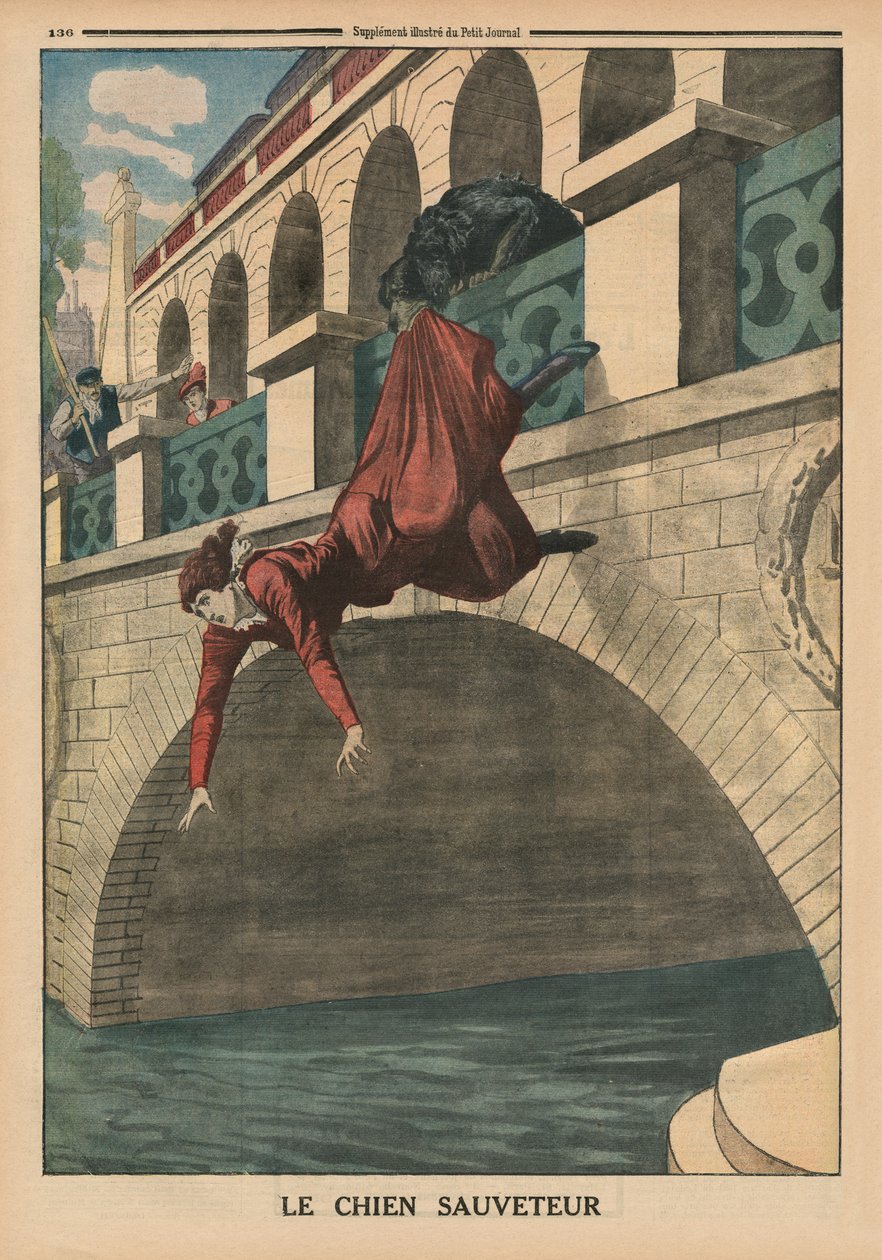 Mentőkutya, a „Le Petit Journal” címlapjának illusztrációja, mellékelt illusztráció, 1914. április 26. alkotó: French School