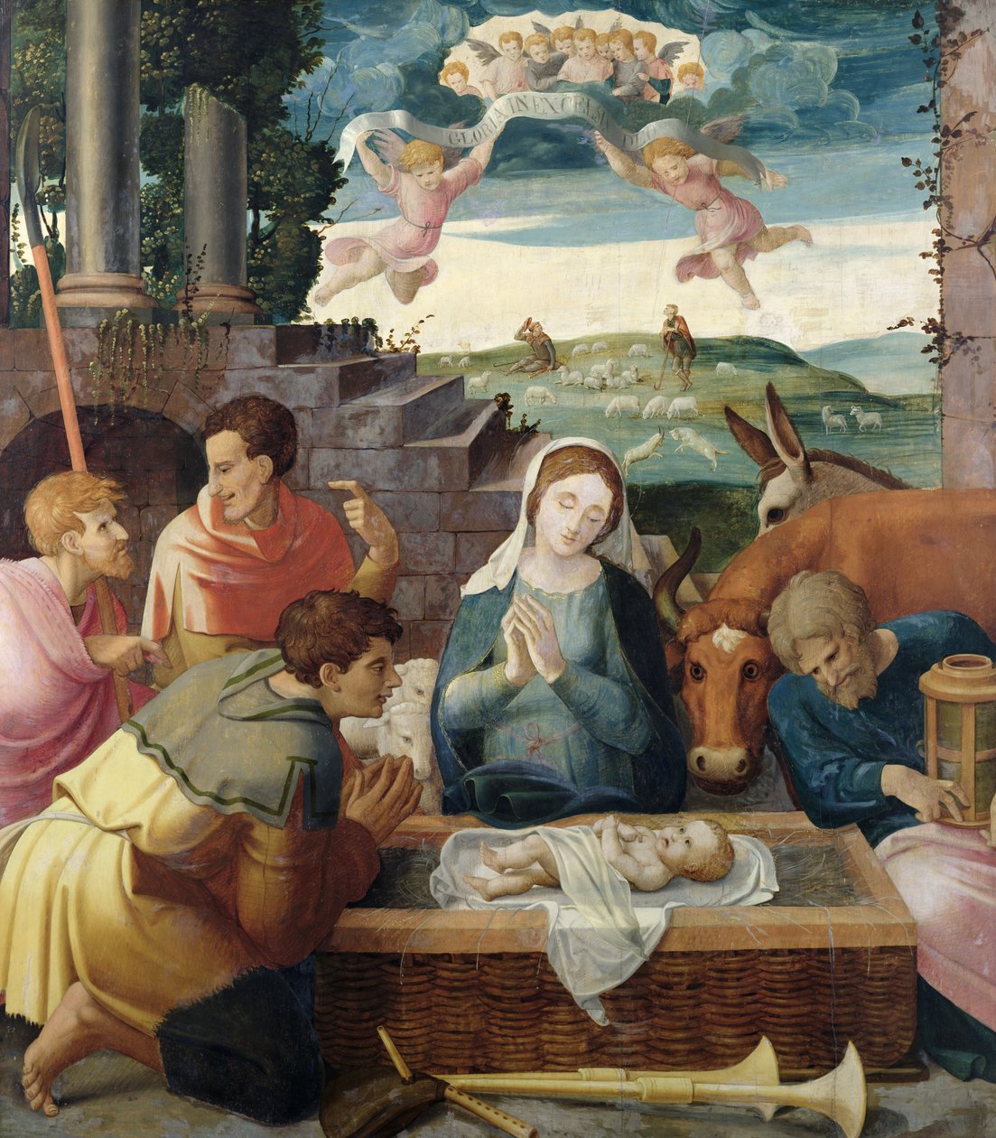Pásztorok imádása, Pezsgőiskola, 1520-30 körül alkotó: French School