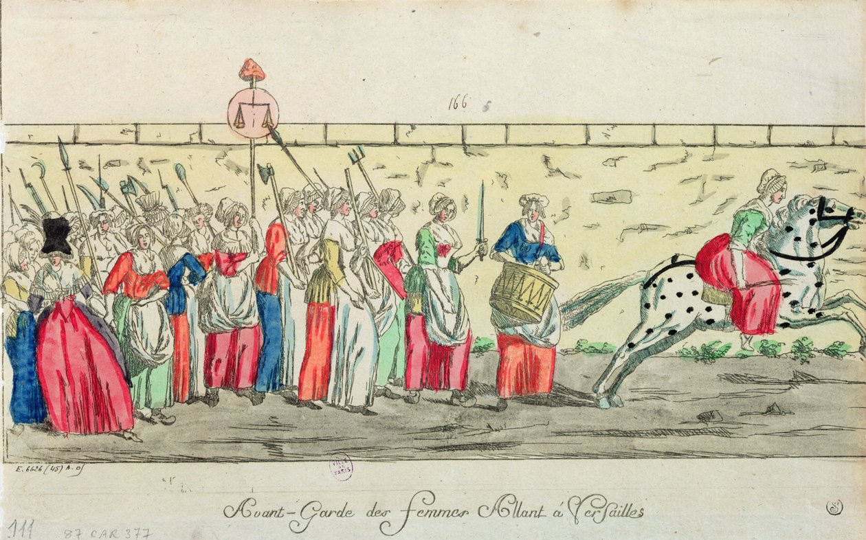 Az 1789. október 5-én Versailles-ba utazó nők fokozott őrsége alkotó: French School