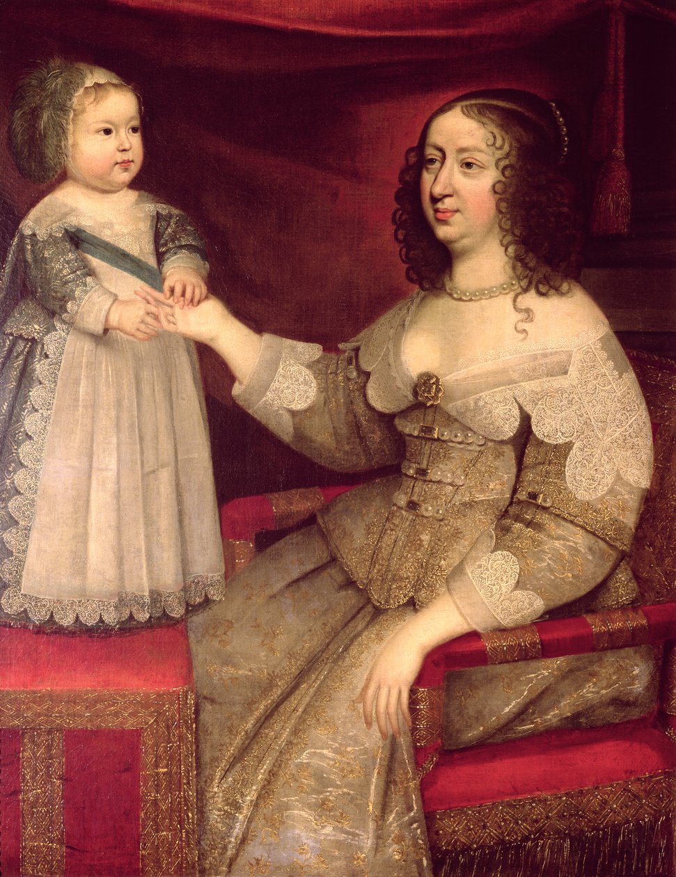 Ausztriai Anna (1601-66) fiával, XIV. Lajossal (1638-1715) alkotó: French School