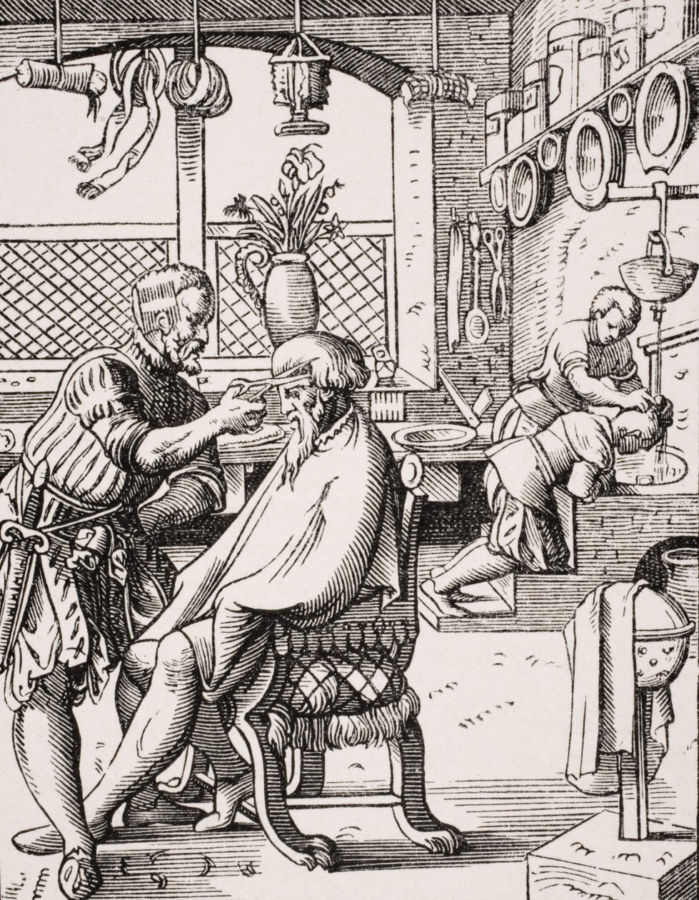 Borbély, Jost Amman (1539-91) fametszetének reprodukciója Paul Lacroix (1806-84) „Le Moyen Age et La Renaissance” című művéből, 1847-ben megjelent alkotó: French School