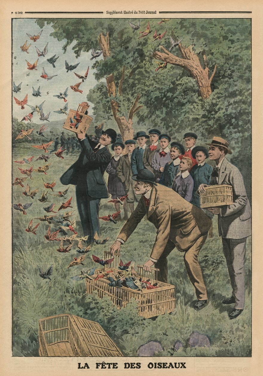 Madarak napja, hátsó borító illusztráció a "Le Petit Journal" illusztrált mellékletéből, 1913. április 27. alkotó: French School