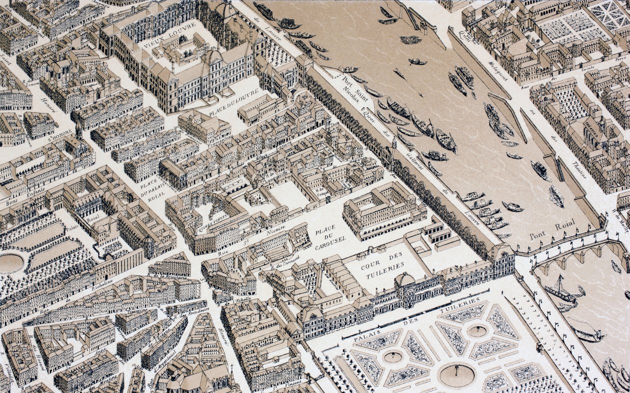 Párizs madártávlatából 1730-ban, 1875-ben alkotó: French School