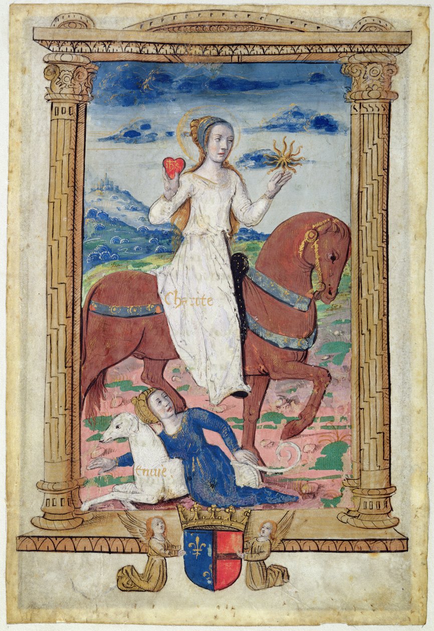 CL 22718 C Charity Against Envy, a „Rondeaux des Vertus”-ból, Louis de Savoie számára alkotó: French School