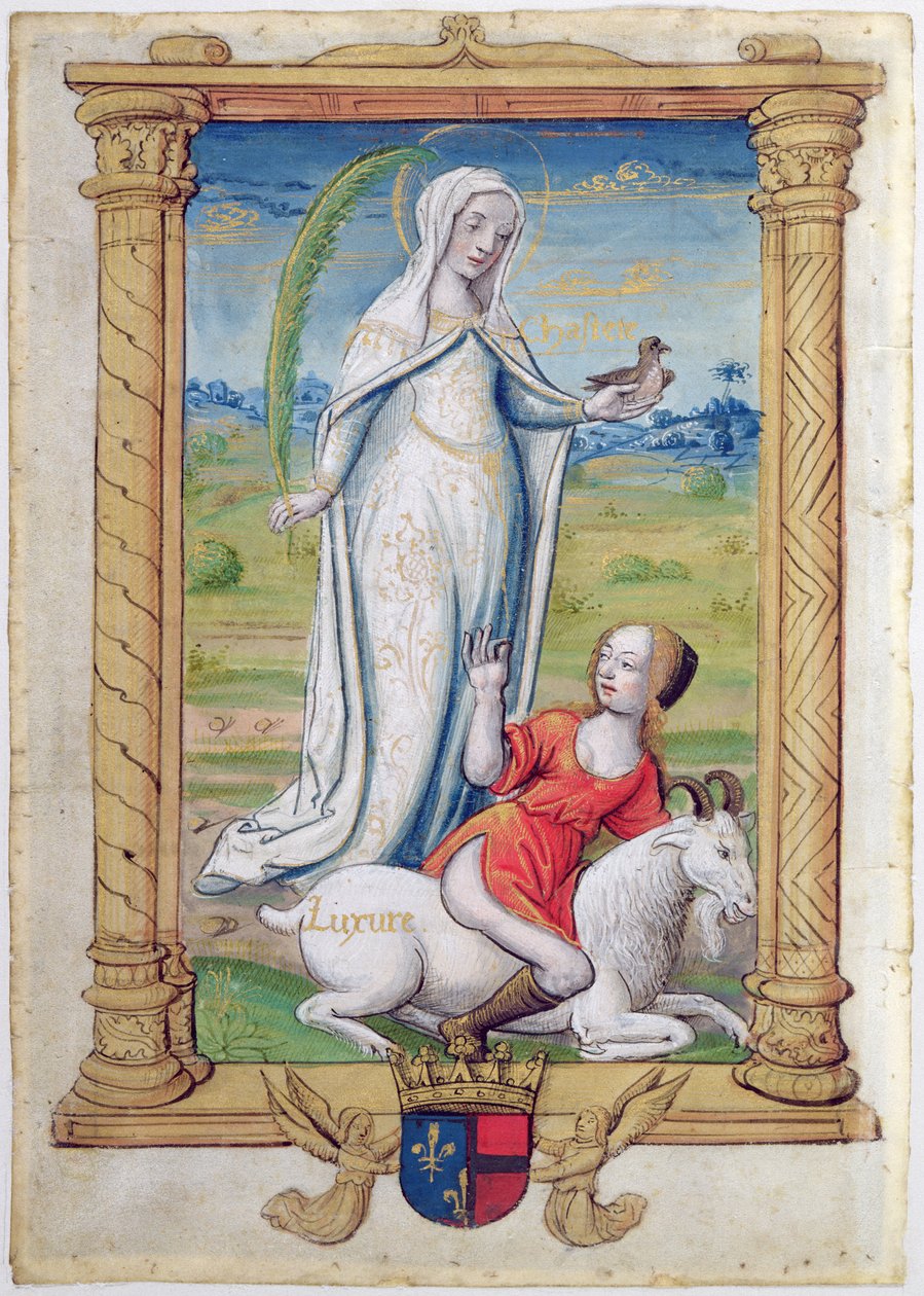 CL 22718 F Chasity Against Lust, a „Rondeaux des Vertus”-ból, Louise de Savoie számára alkotó: French School