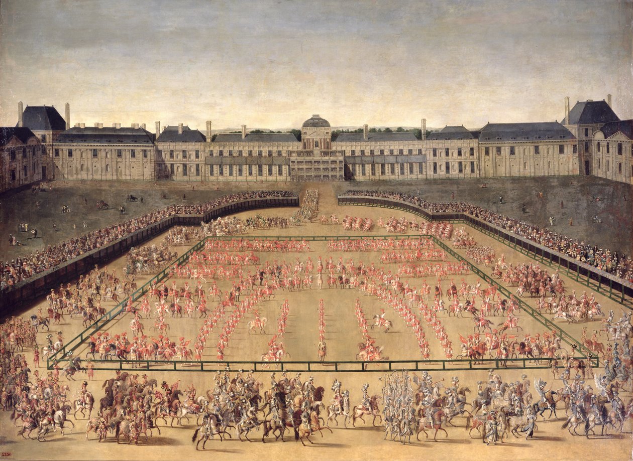 XIV. Lajosnak adott körhinta a Tuileries-palota udvarában, 1662. június 5. alkotó: French School