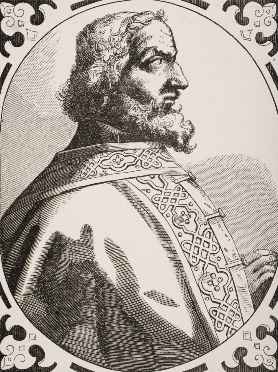 Nagy Károly (747-814) a frankok és langobardok királya, egy 16. századi metszet után, Paul Lacroix (1806-84) „Le Moyen Age et La Renaissance” című művéből, 1847-ben megjelent. alkotó: French School