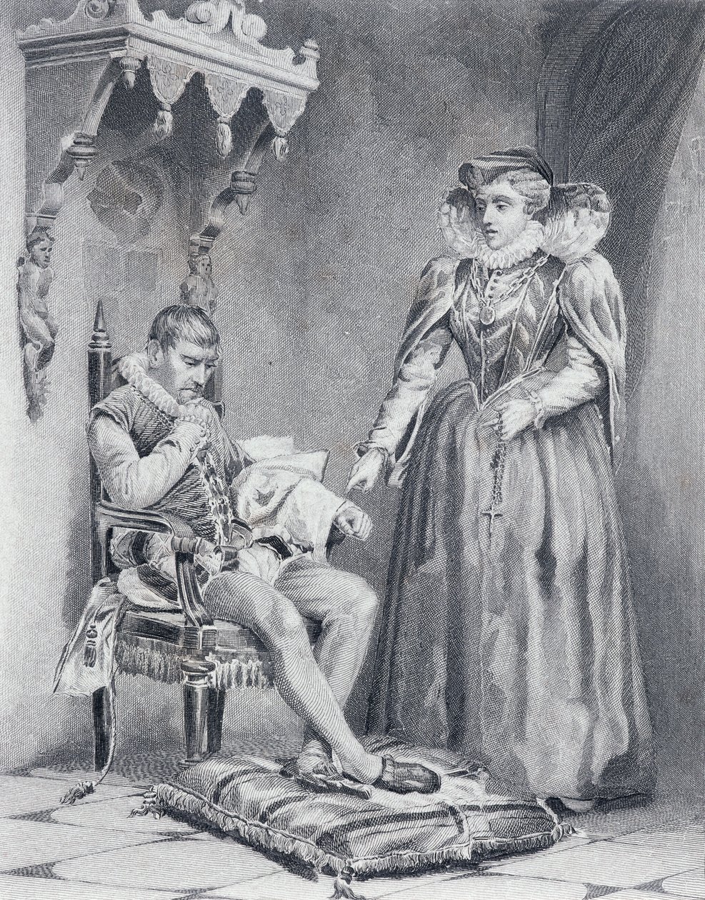 IX. Károly (1550-1574), francia király, édesanyjával Medicis Katalin (1519-1589), Franciaország régense 1560-1574 között alkotó: French School