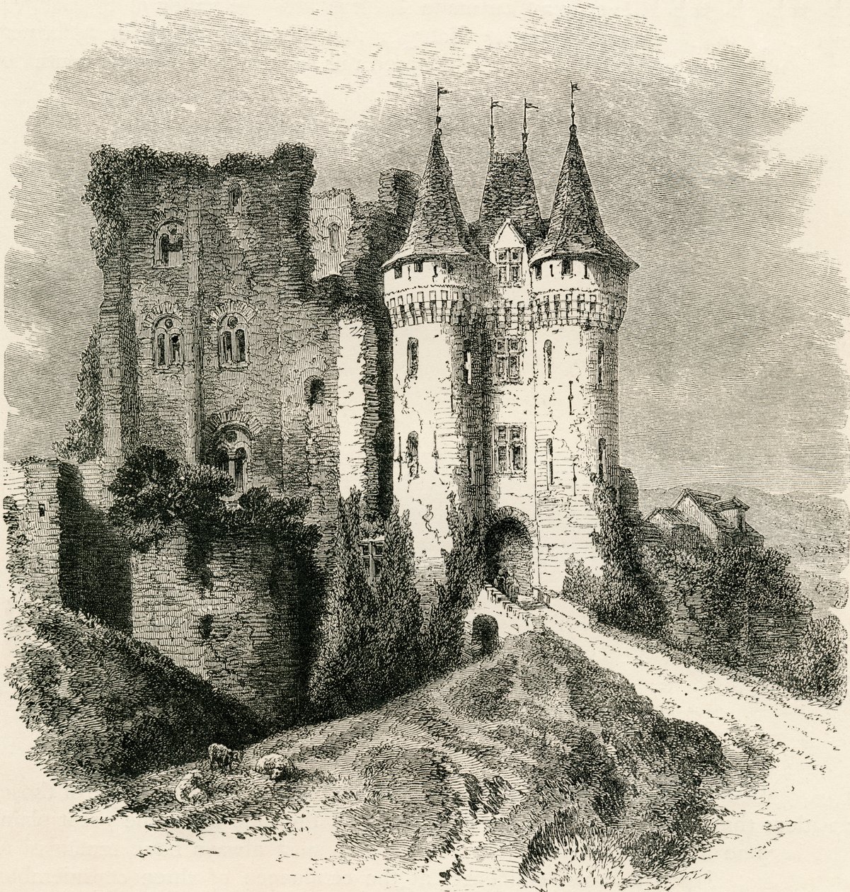 A franciaországi Nogent-le-Rotrou-ban található Saint-Jean kastély a 19. században Samuel G. Green tiszteletes „French Pictures” című művéből, 1878-ban. alkotó: French School