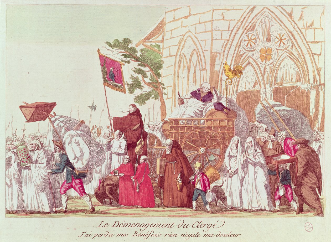 A papság elhagyja az egyházat az egyházi ingatlanok eladása után alkotó: French School