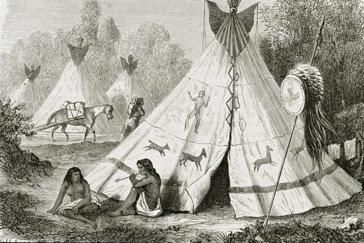 Comanche indián tábor az 1850-es években, a 