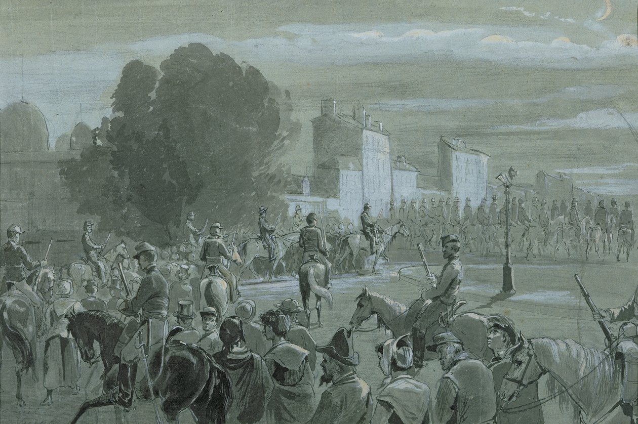 Versailles-ba kísért kommunális foglyok, 1871 (toll, tinta és WC papíron) alkotó: French School