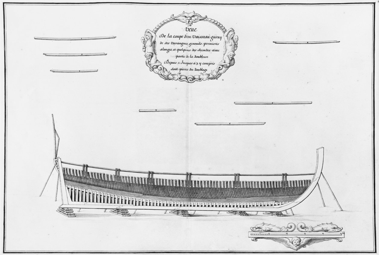 Egy edény keresztmetszete padlólemezeivel, illusztráció az „Atlas de Colbert”-ből, 11. tábla (ceruza és WC papíron) alkotó: French School