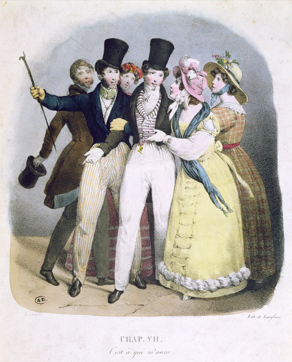 Dandy tisztelőivel, 1830 körül alkotó: French School