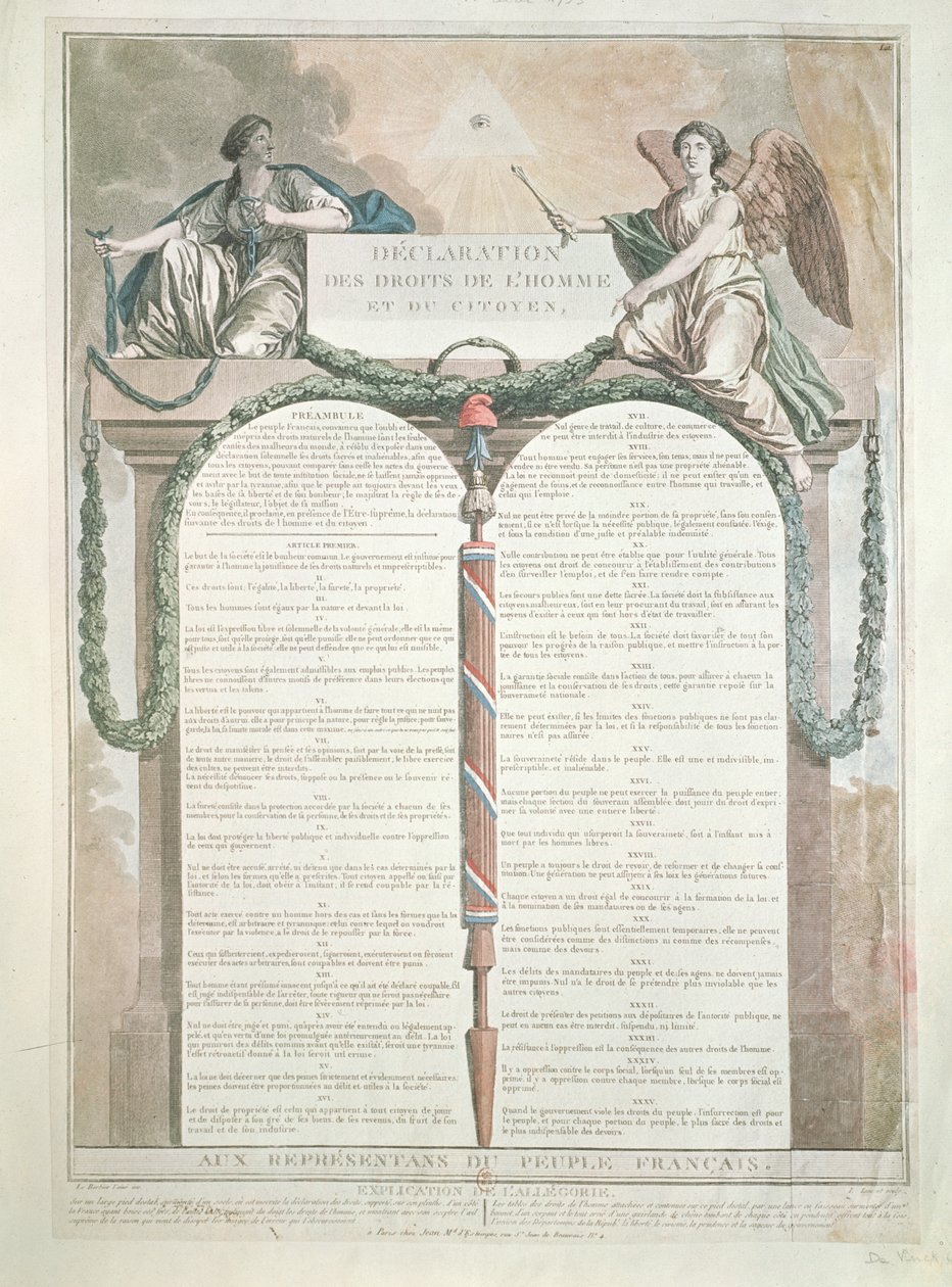 Nyilatkozat az emberi jogokról, 1793. augusztus 10 alkotó: French School
