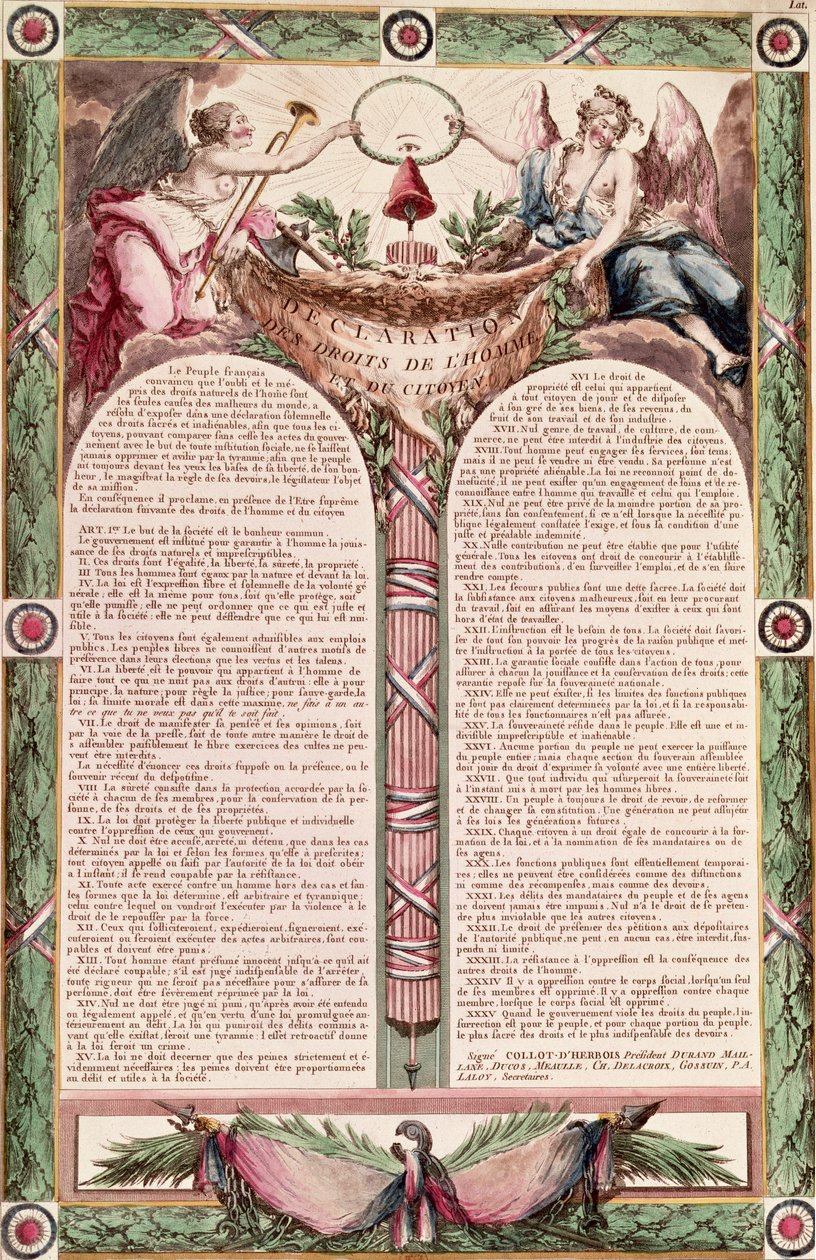 Nyilatkozat az emberi jogokról, 1793 alkotó: French School