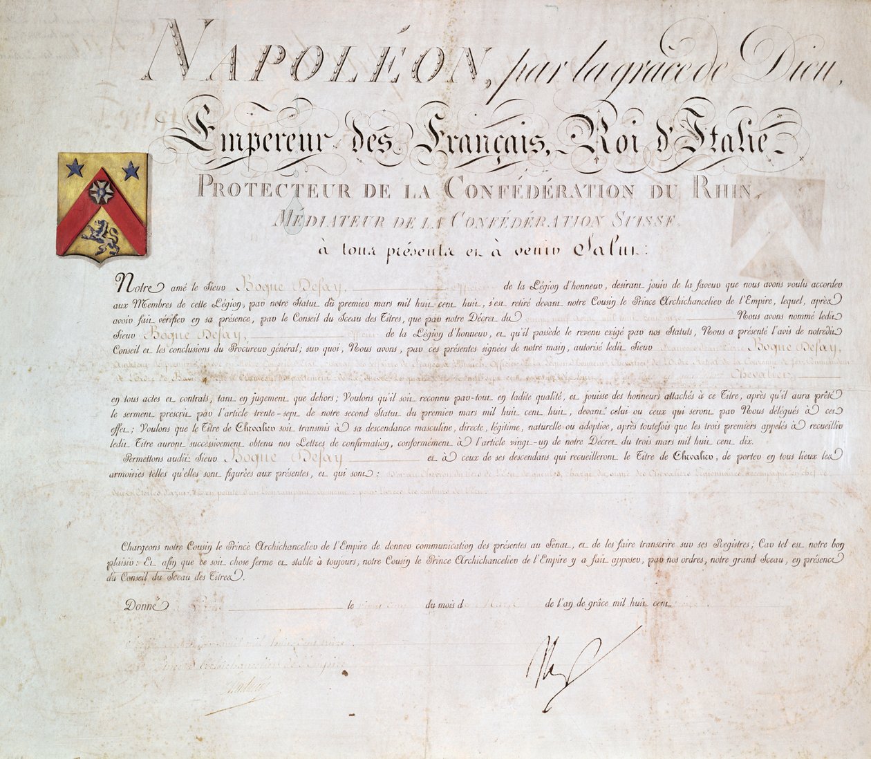 Az 1813-as első birodalom alatt született nemesi rendelet alkotó: French School