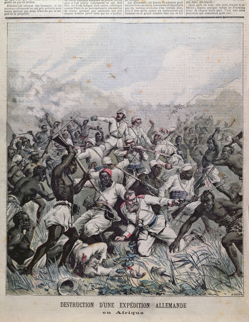 Egy német expedíció megsemmisítése Afrikában borítóillusztráció a Le Petit Journalból, 1891 alkotó: French School