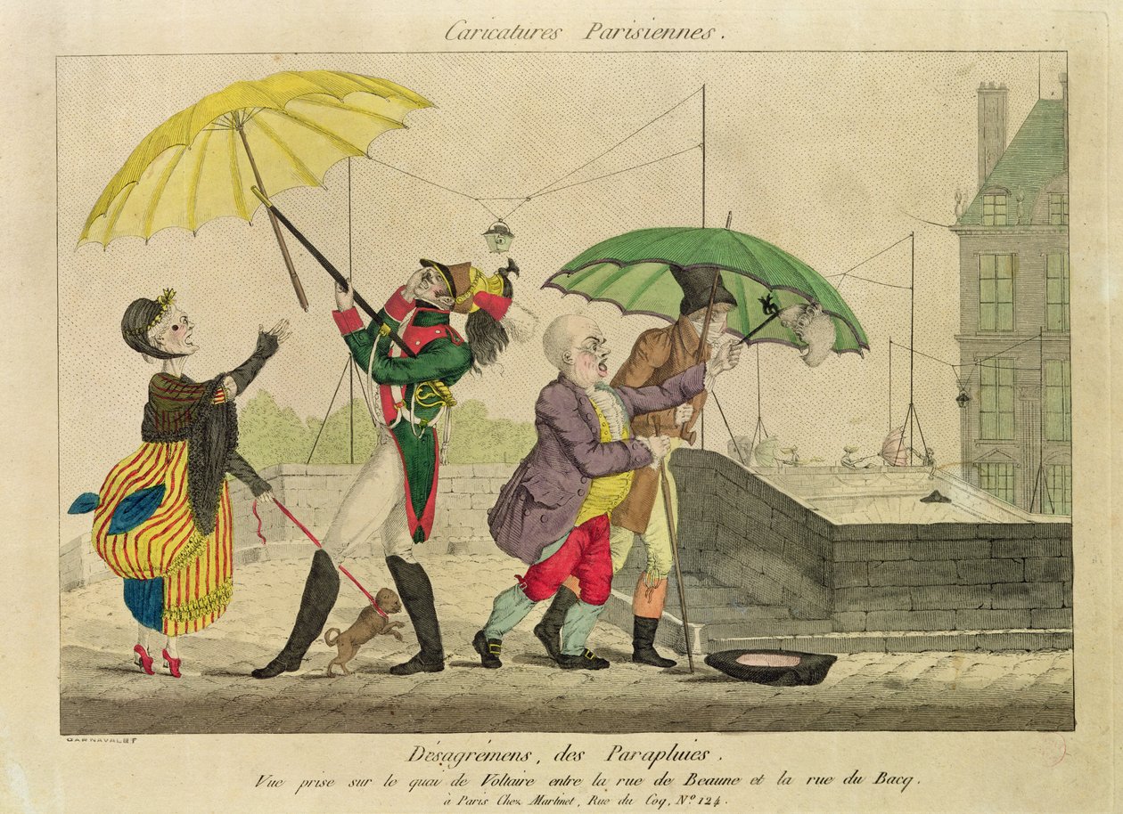 Nézeteltérések az esernyőkről, a Caricatures Parisiennes-ből alkotó: French School