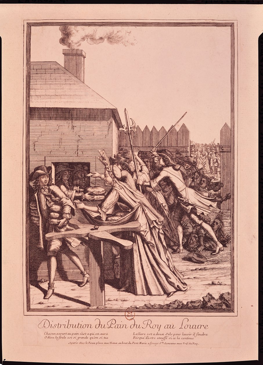 Kenyérosztás a Louvre-ban az élelmiszerhiány idején, 1709 alkotó: French School