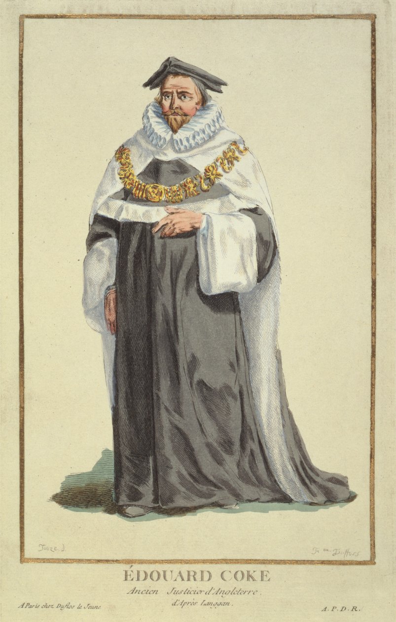 Edward Coke (1552-1634), vésette Pierre Duflos (1742-1816), 1780 (rézmetszet) alkotó: French School