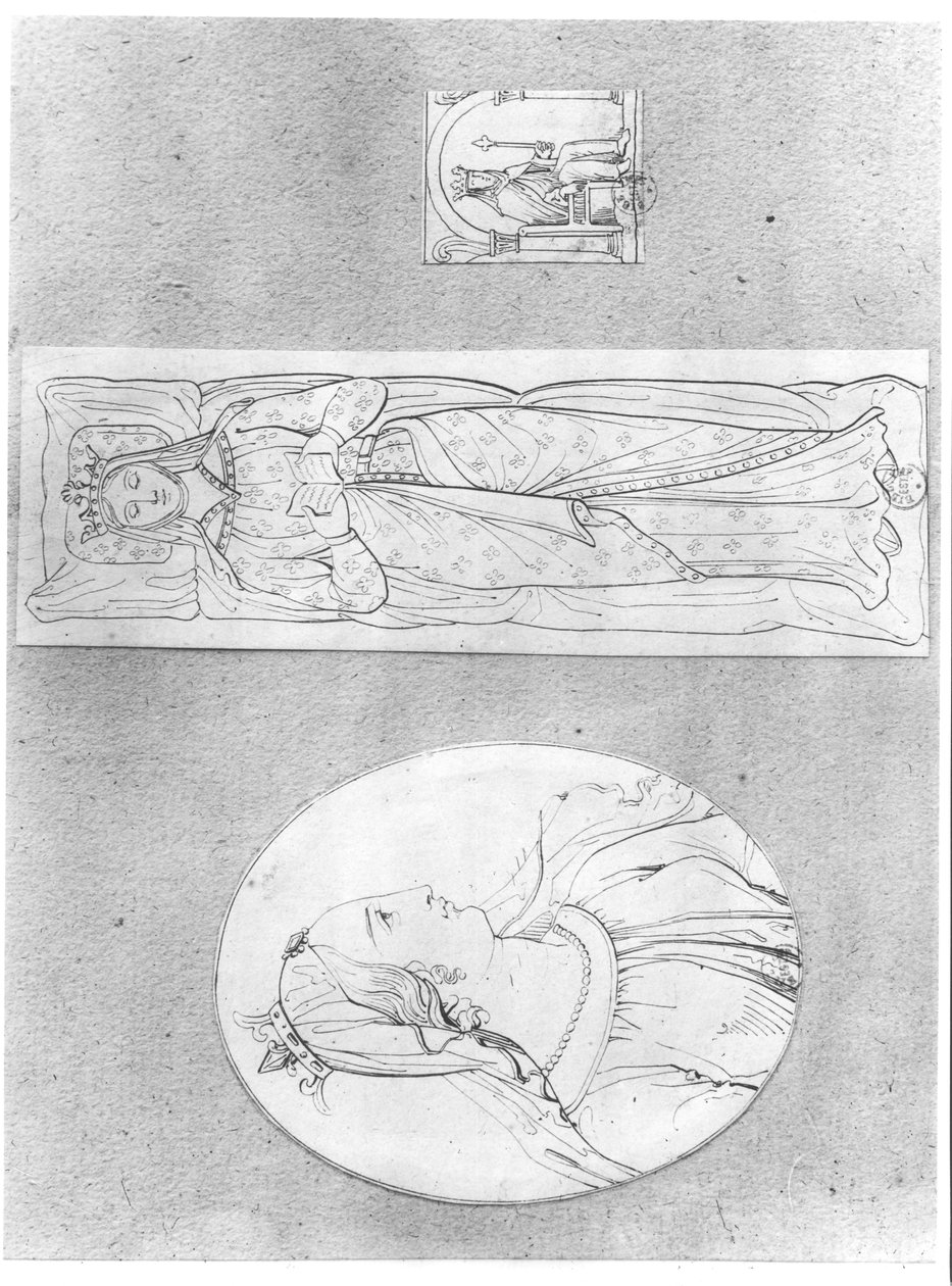 Aquitaine Eleanor (kb. 1122-1204): Portré profilban, fekvő helyzetben és trónján (lásd még: 155489 és 158140) alkotó: French School