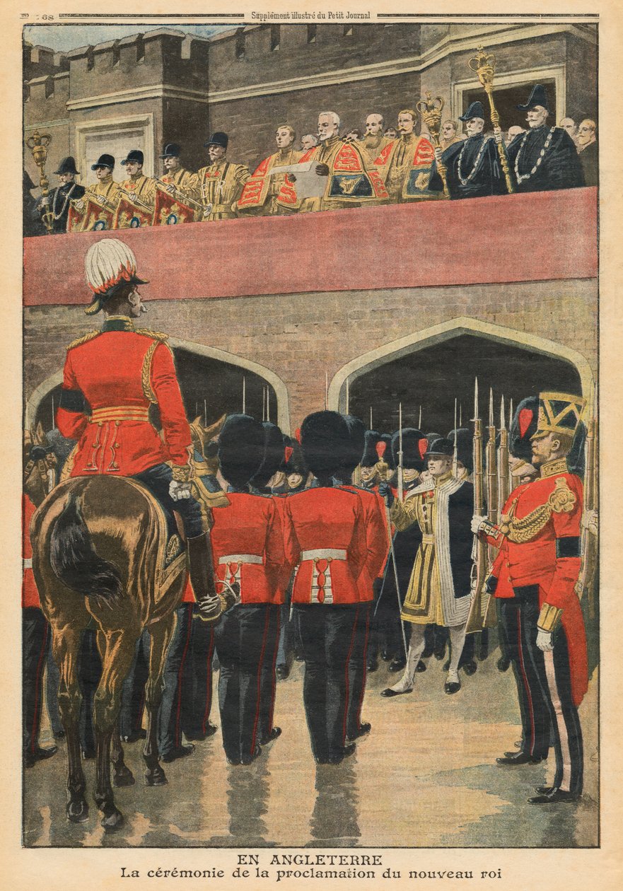 Anglia, V. György új király kikiáltása, illusztráció a „Le Petit Journal” című folyóiratból, illusztráció, 1910. május 22. alkotó: French School