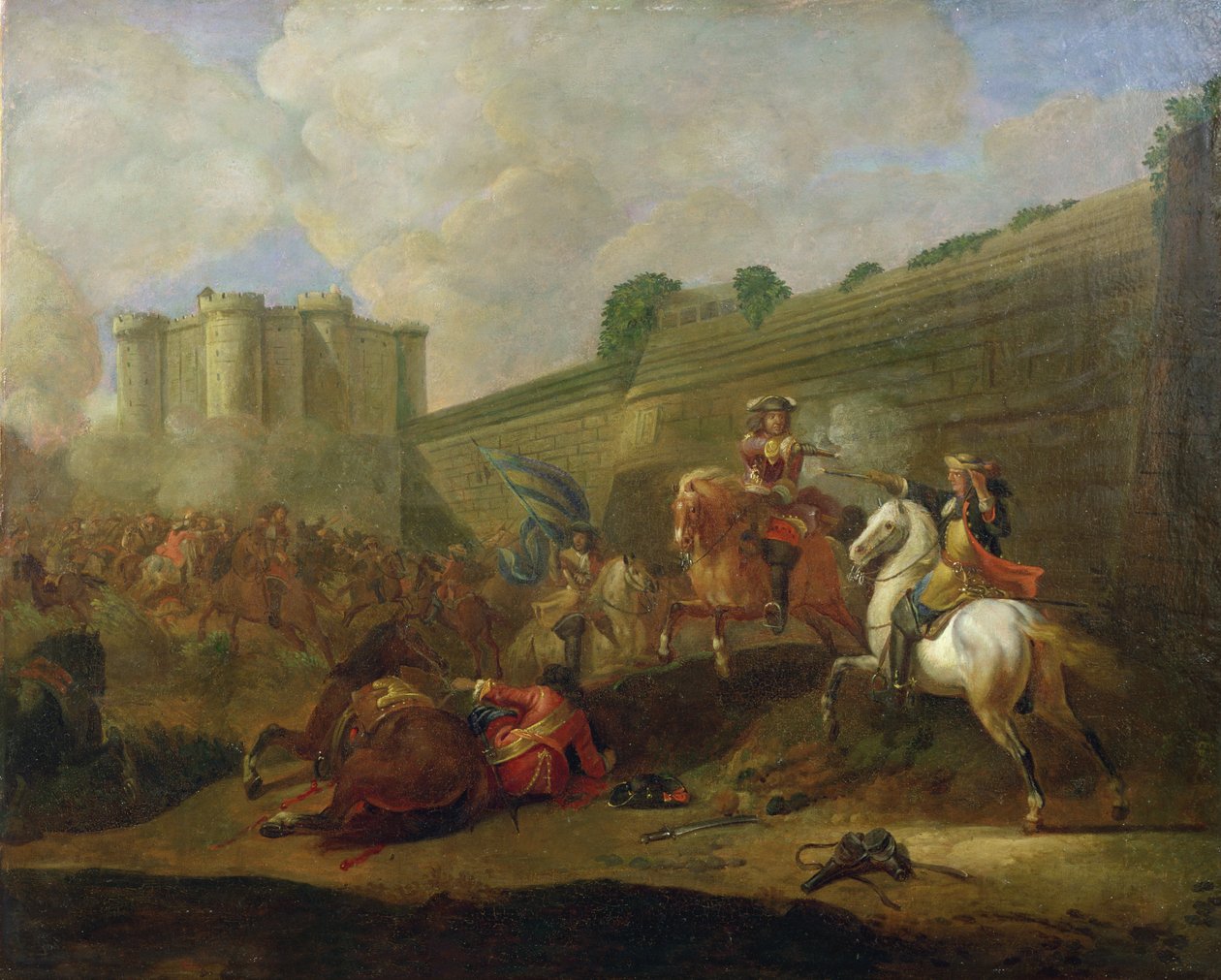 A Fronde epizódja a Faubourg Saint-Antoine-ban a Bastille falai mellett, 1648 körül alkotó: French School