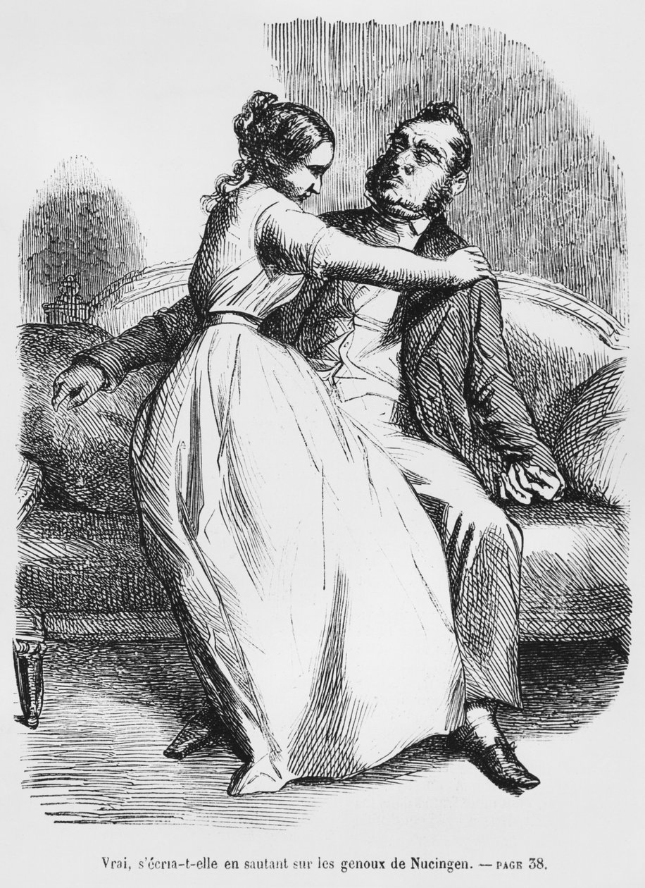 Esther van Gobseck és Nucingen bárója, illusztráció Honore de Balzac Splendeurs et Miseres des Courtisanes című művéből, megjelent 1867 alkotó: French School