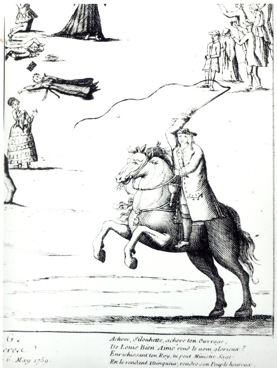 Etienne de Silhouette (1704-67) a Farmers General ellen alkotó: French School