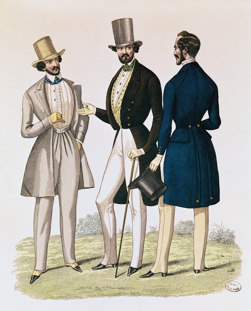 Férfi ruházatot ábrázoló divattányér, a „La Fashion” kiadásában, 1841 alkotó: French School