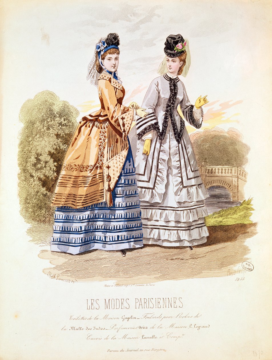 Divattányér a „Les Modes Parisiennes”-ből, 1870 alkotó: French School