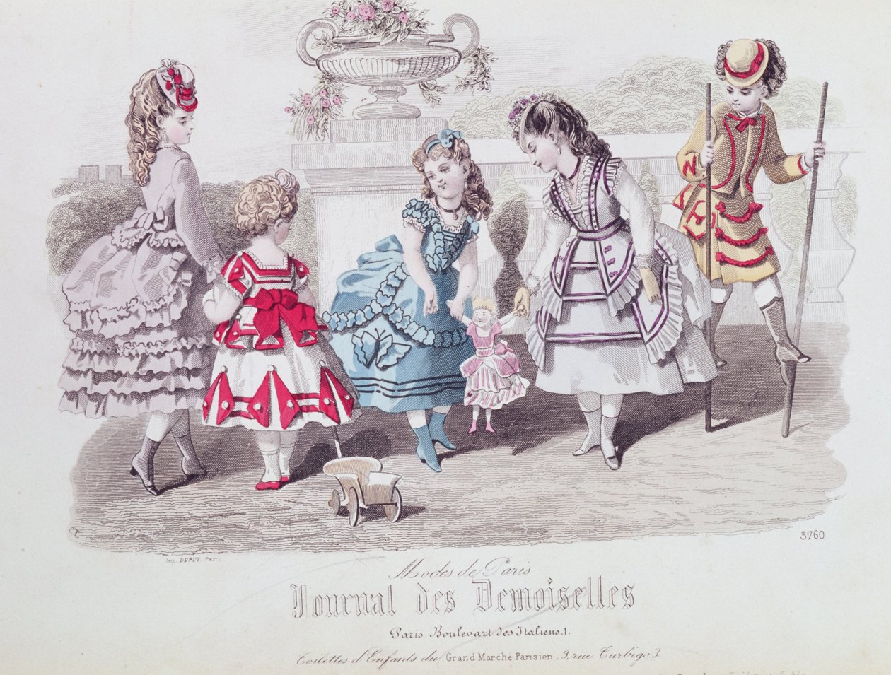 Fashions for Girls, a „Journal des Demoiselles”-ből, Dupuy, Párizs, 1871 (színes metszet) alkotó: French School
