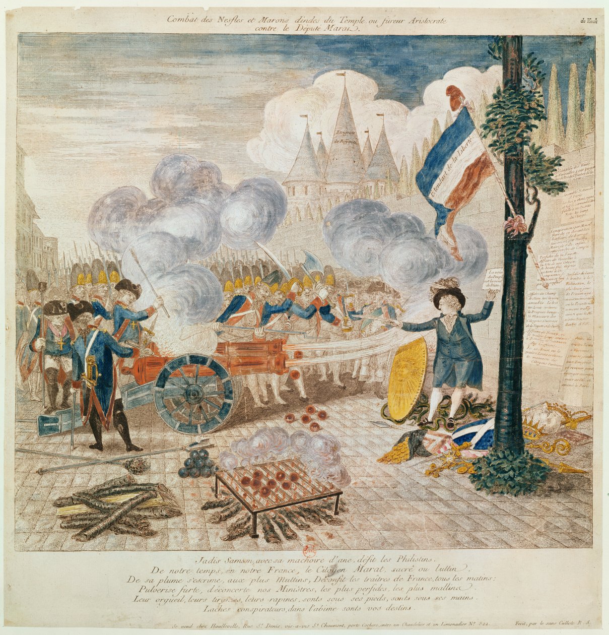 Az indiai naspolyák és gesztenyék harca (színes metszet) alkotó: French School