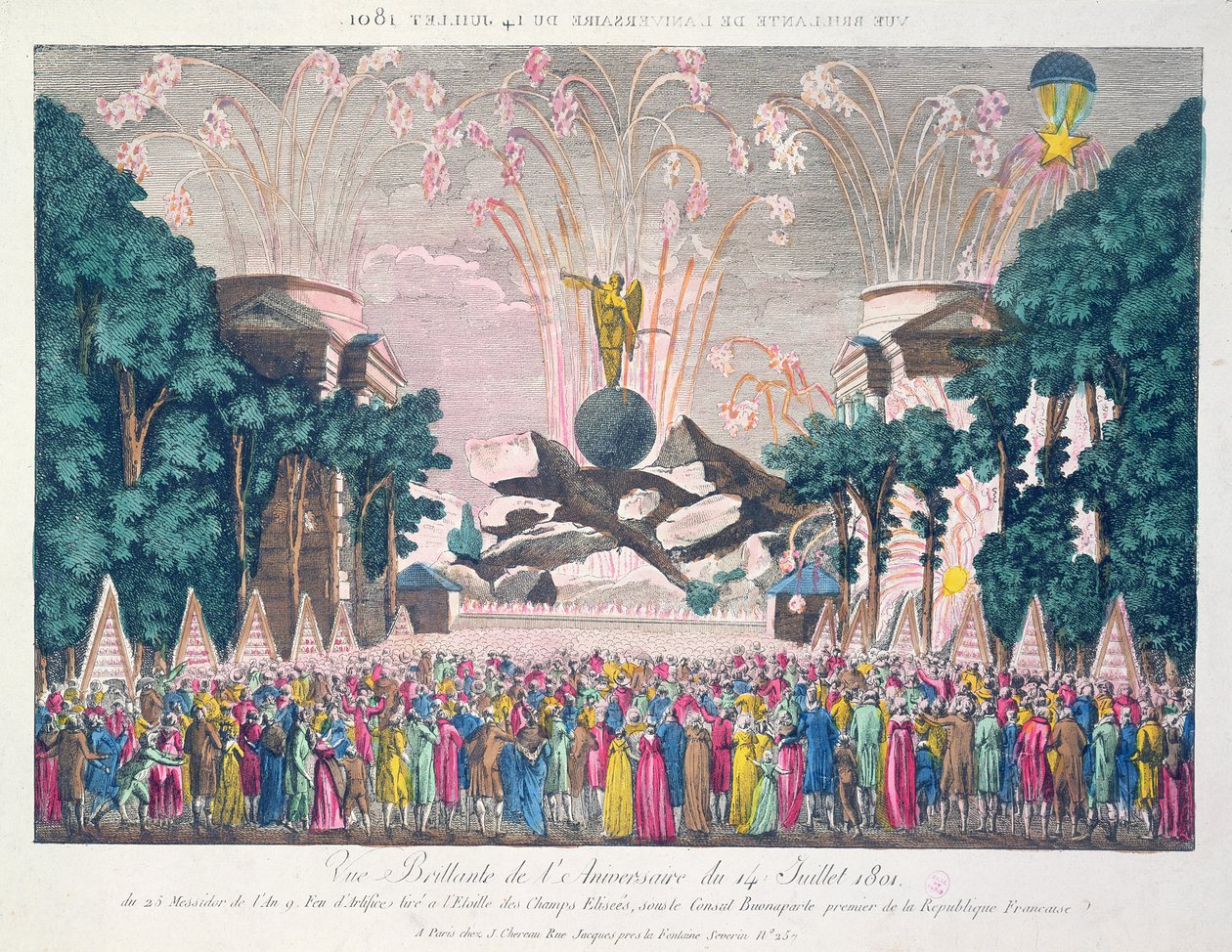 Tűzijáték a párizsi Champs-Elysees állambeli Etoile-ban, 1801. július 14-e évfordulója alkalmából alkotó: French School