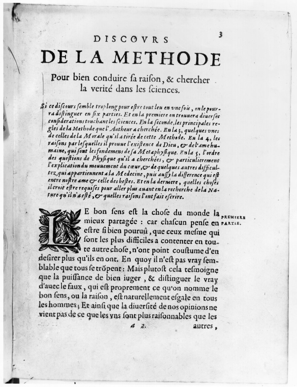 Rene Descartes (1596-1650) „Discours de la Methode” című művének első oldala alkotó: French School