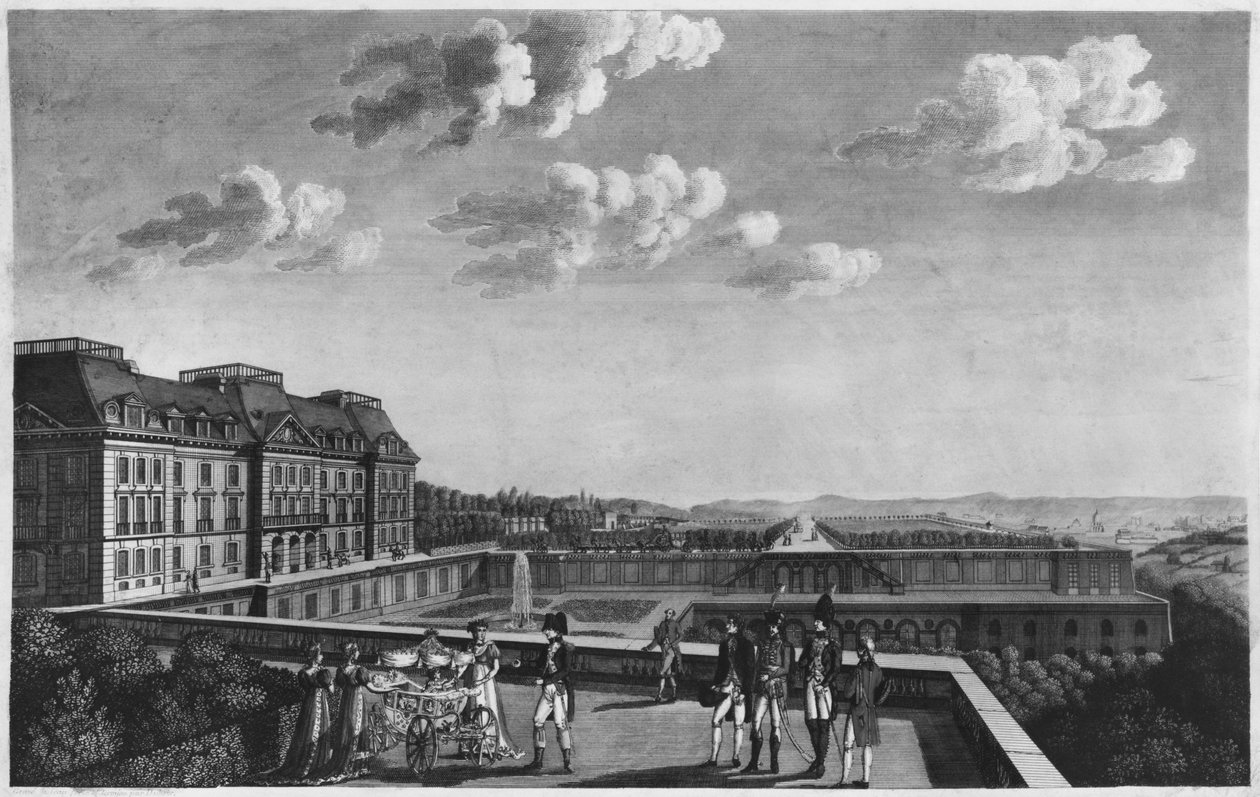 Róma királyának első lépései a Saint-Cloud teraszán, Dubois metszete alkotó: French School