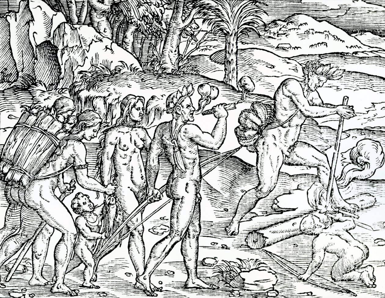 Horgászjelenet, Brazília, illusztráció a Singularities of France Antarktique című filmből, Andre de Thevet, 1558 alkotó: French School