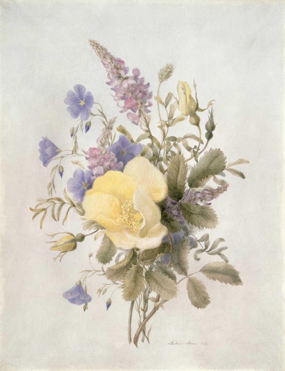 Virágok sárga rózsával, 1840 (wc papíron) alkotó: French School